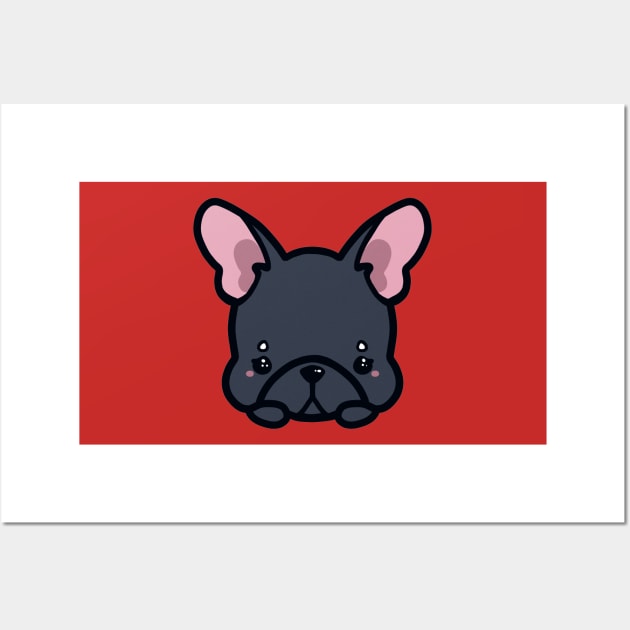 Black French bulldog breed kawaii cute adorable Wall Art by astronauticarte